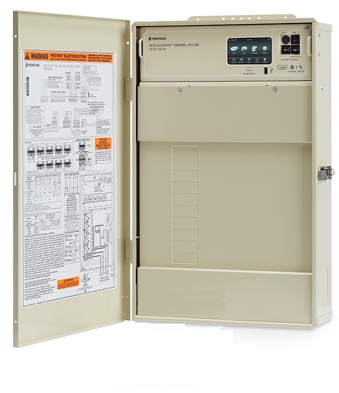 Intellicenter Lite (caja metálica, solo 1 cuerpo de agua, 5 relays p/controlar 5 equipos, 2 espacios p/controlar actuators, conexión a internet p/cable, App p/celular) PENTAIR 523911