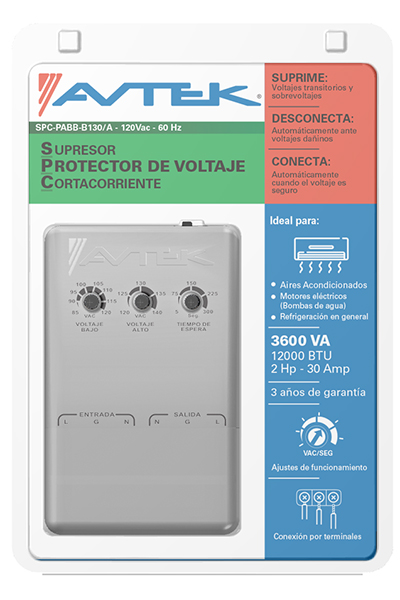 Protector de voltaje con ajustes 3600VA/W, 30 A, 120VAC SPC-PABB-B130/A