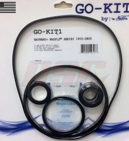 Repuesto Kit de sellos de bomba MAX FLO SERIES 1800-2800 GO-KIT1-9 HAYWARD (Sello mecánico-Empaque trampa-Empaque difusor-Empaque tapa-grasa)  