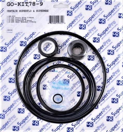 [GO-KIT78-9] Repuesto Kit de REPARACION de bomba Pentair Superflo (Sello mecánico-Oring Tapa-Oring difusor-Oring Trampa-Grasa)  GO-KIT78-9